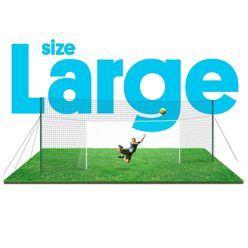 Large size football goal for the garden with rebound net and ball-stop features